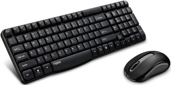 RAPOO X1800S 2.4GHz Wireless Optical Keyboard Mouse Combo Black - 1000DPI Nano Receiver 12m Battery (Black)