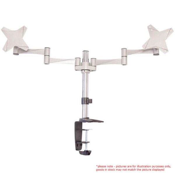 Astrotek Dual Monitor Arm Desk Mount Height Adjustable Stand for 2x LCD Display 23.8' 24' 27' 8kg 30Â° Tilt 180Â° Swivel 360Â° Pivot VESA 75x75 100x100