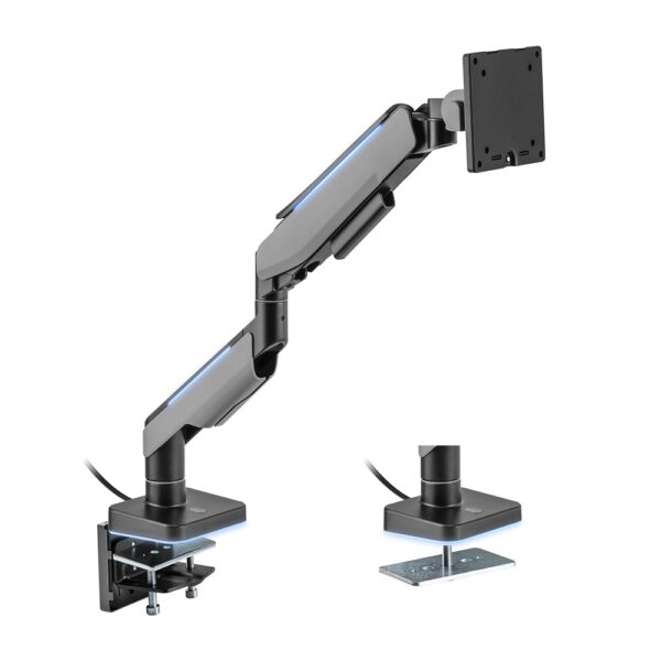 Brateck Single Heavy-Duty RGB Gaming Monitor Arm Fit Most 17'-49' Monitor VESA 75x75,100x100 (LS)