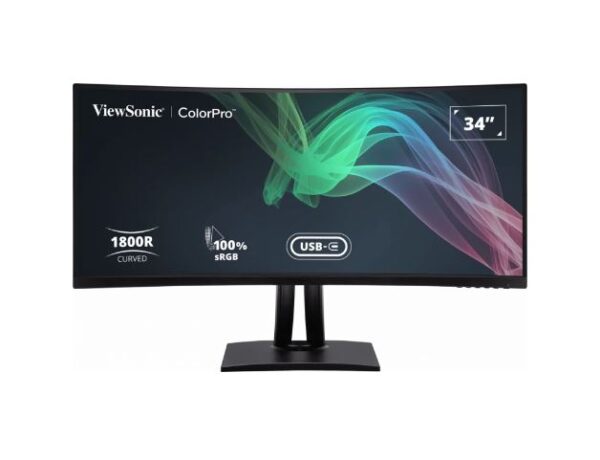 ViewSonic 34' ColorProâ„¢ 21:9 Curved UWQHD 3440 x 1440, 90W USB-C, 100% sRGB, Delta E  2 color Accuracy, Pre-calibrated Professional Designer Monitor