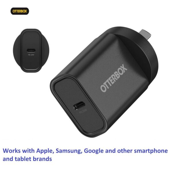 OtterBox 20W USB-C (Type I) PD Fast Wall Charger - Black (78-81350), Compact, Drop Tested,Safe & Smart Charging,Best for Apple, 7 Years Warranty