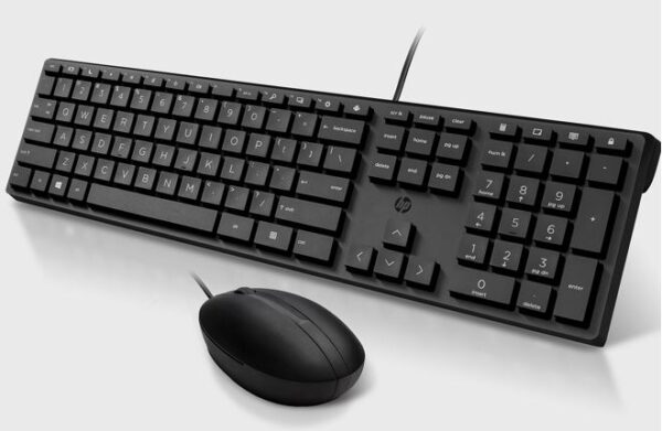 HP 225 USB Wired Keyboard Mouse Combo for Business - Full-Sized USB 3.0 Type-A Comfortable Reliable Ergonomic Plug & Play Over 50% Recycled Material