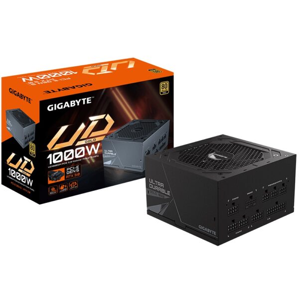 Gigabyte UD1000GM PG5 2.0 1000W ATX PSU Power Supply  80+ Gold 90% 120mm Fan Black Flat Cables Single +12V   100K Hrs