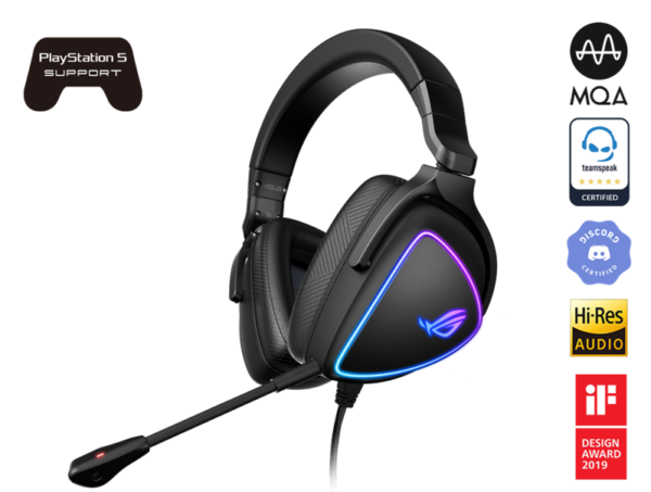 ASUS ROG DELTA S Lightweight USB-C Gaming Headset with AI noise-canceling mic, MQA rendering technology, RGB lighting, PC, Switch & PS5