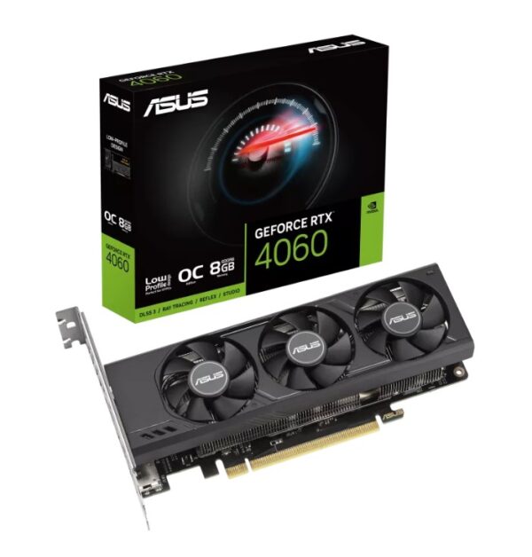 ASUS nVidia GeForce RTX4060-O8G-LP-BRK  RTX4060 LP BRK OC Edition 8GB GDDR6 2490MHz Boost Clock, RAM 17Gbps, 2xDP, 2xHDMI