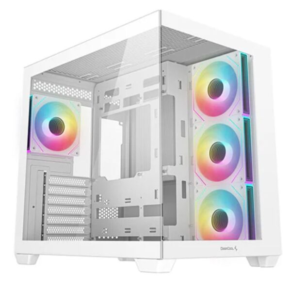 DeepCool CG530 4F WH ATX Case, Tempered Glass,4 Pre-Instaled Fans, USB3.0Ã—2ã€Gen2 Type-C x1ã€Audio/MicÃ—1, Cable,  Supports Rear Connect