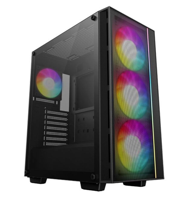 DeepCool MATREXX 55 MESH V4 Full Tempered Glass Side Panel ATX Case. Pre-Installed 3Ã—140mm ARGB PWM Fans,  1Ã—120mm ARGB, Up to 360mm