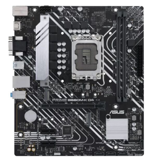 ASUS B760M PRIME B760M-K D4-CSM Intel LGA1700 mATX Motherboard 64GB, 2xDDR4,1 x PCIe 4.0 x16 slots,2 x M.2, 4 xSATA, 1xVGA t, 1xHDMI