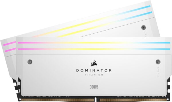 Corsair DOMINATORÂ® TITANIUM RGB 32GB (2x16GB) DDR5 DRAM 6400MT/s CL32 Intel XMP Memory Kit â€” White